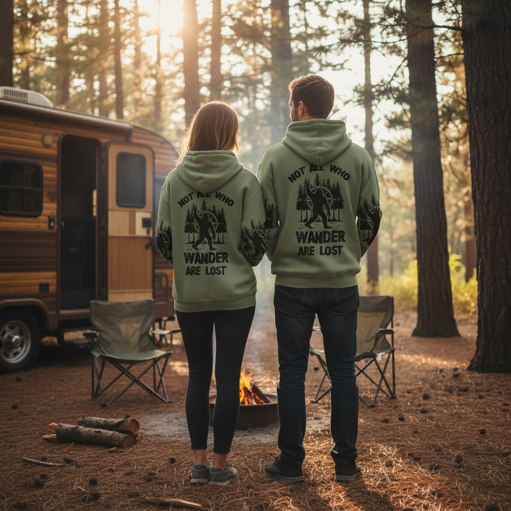 Not All Who Wander Are Lost Bigfoot Walking All Over Print Shirt