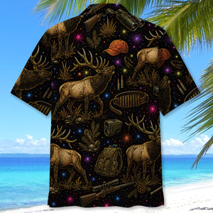 Retro Elk Hunting Colorful Hawaiian Shirt