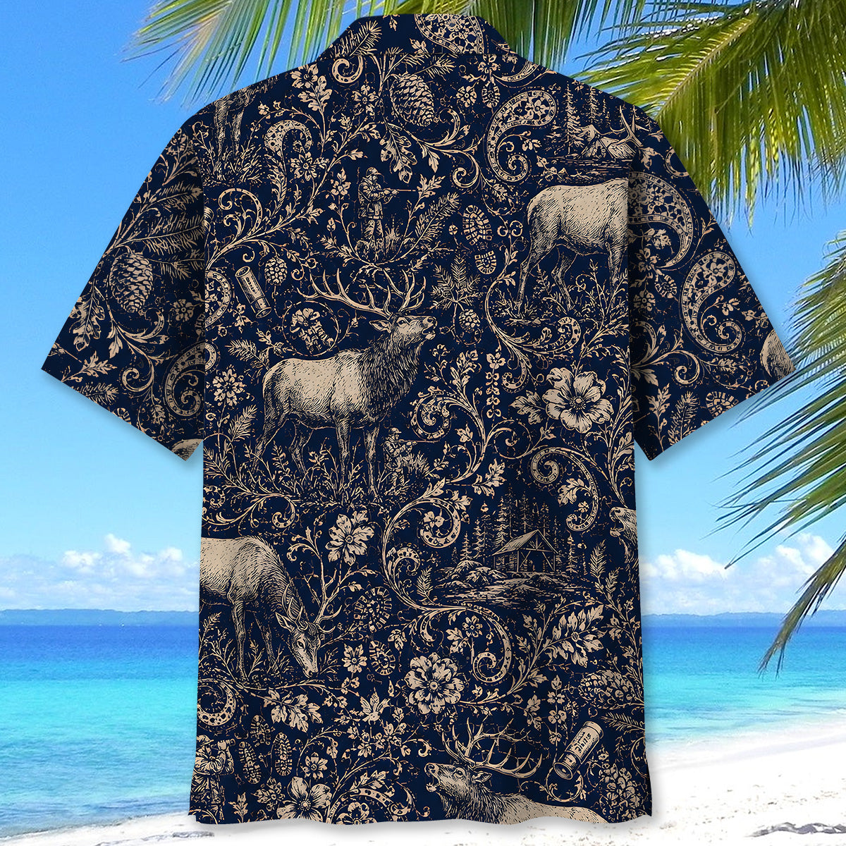 Midnight Elk Hunting Paisley Hawaiian Shirt