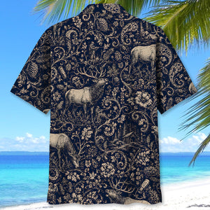 Midnight Elk Hunting Paisley Hawaiian Shirt