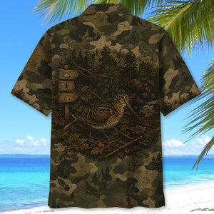 Woodcock Camouflage Dark Hawaiian Shirt