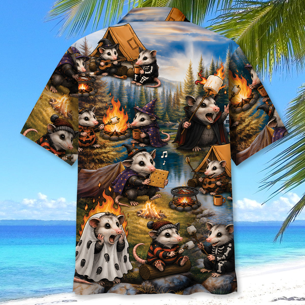 Vintage Possum Camping Hawaiian Shirt