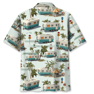 Vintage Fiffth-Wheel Trailer Hawaiian Shirt