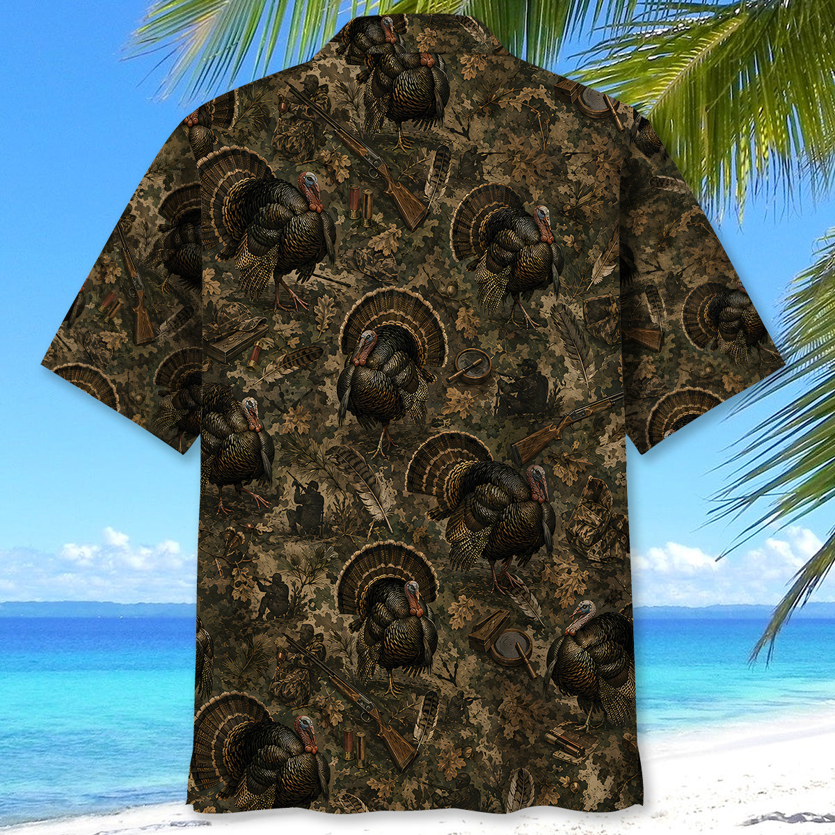 Vintage Turkey Hunter Camo Hawaiian Shirt
