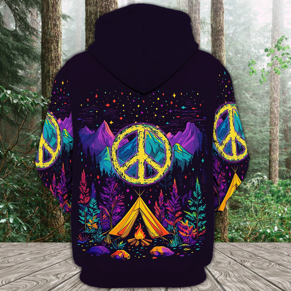 Camping Peace Sign All Over Print Shirt