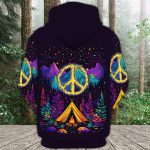 Camping Peace Sign All Over Print Shirt