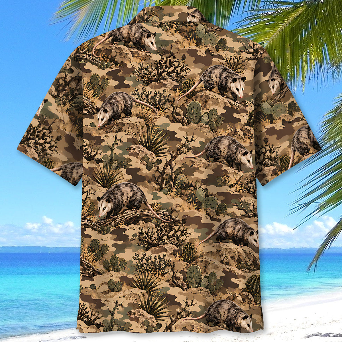 Desert Opossum Camo Pattern Hawaiian Shirt