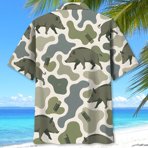 Hog Camouflage Hunting Funny Pattern Hawaiian Shirt