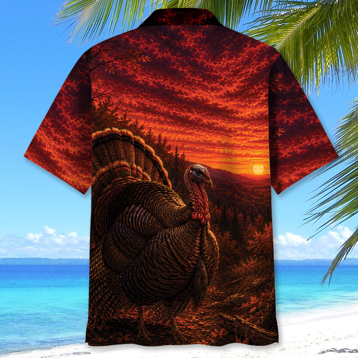 Turkey Hunting Burnt Sky Hawaiian Shirt