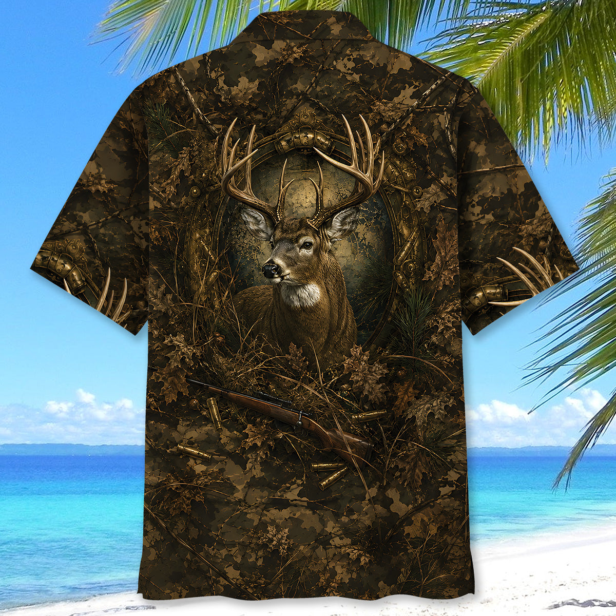 Deer Hunting Dark Camo Hawaiian Shirt