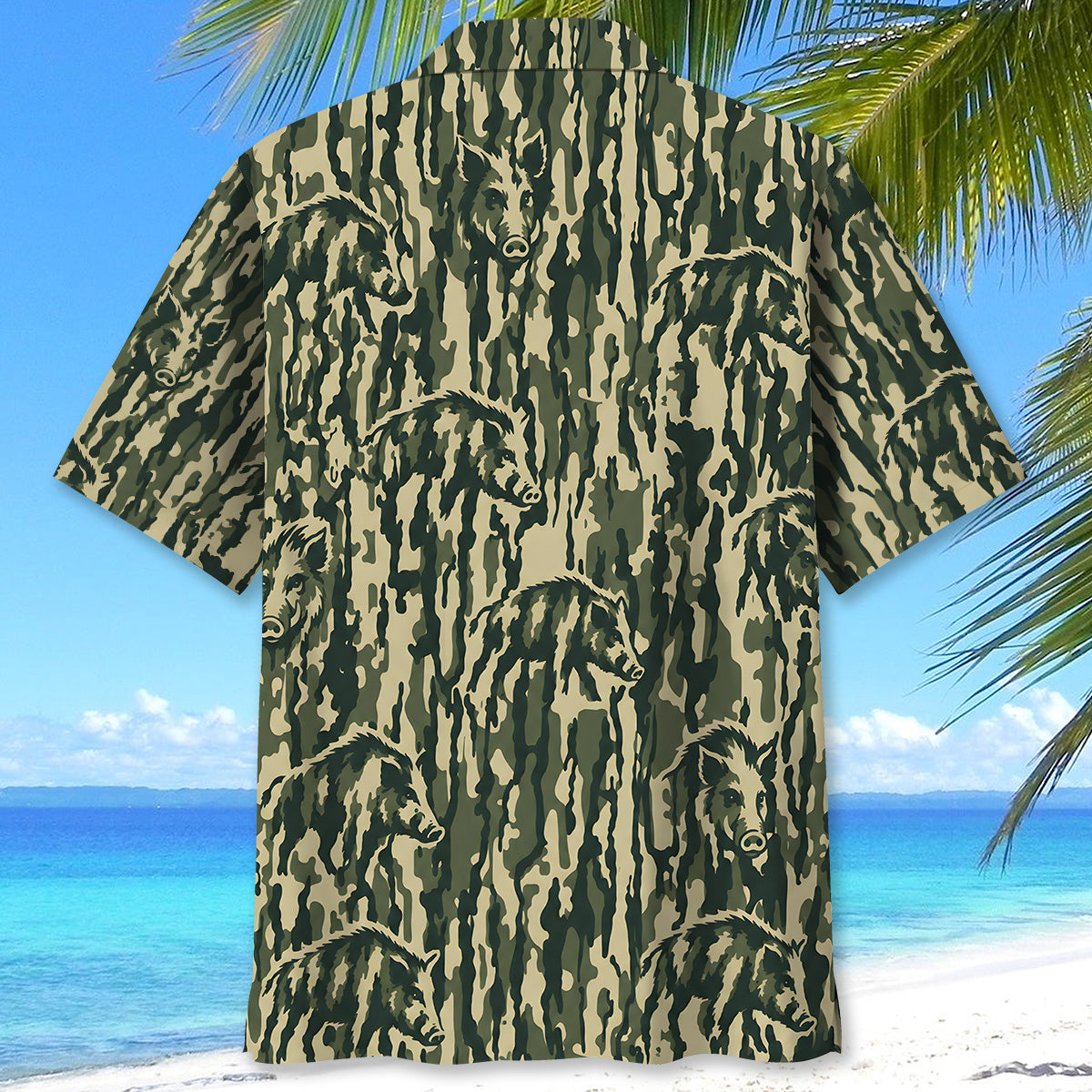 Hog Stripe Camouflage Hawaiian Shirt