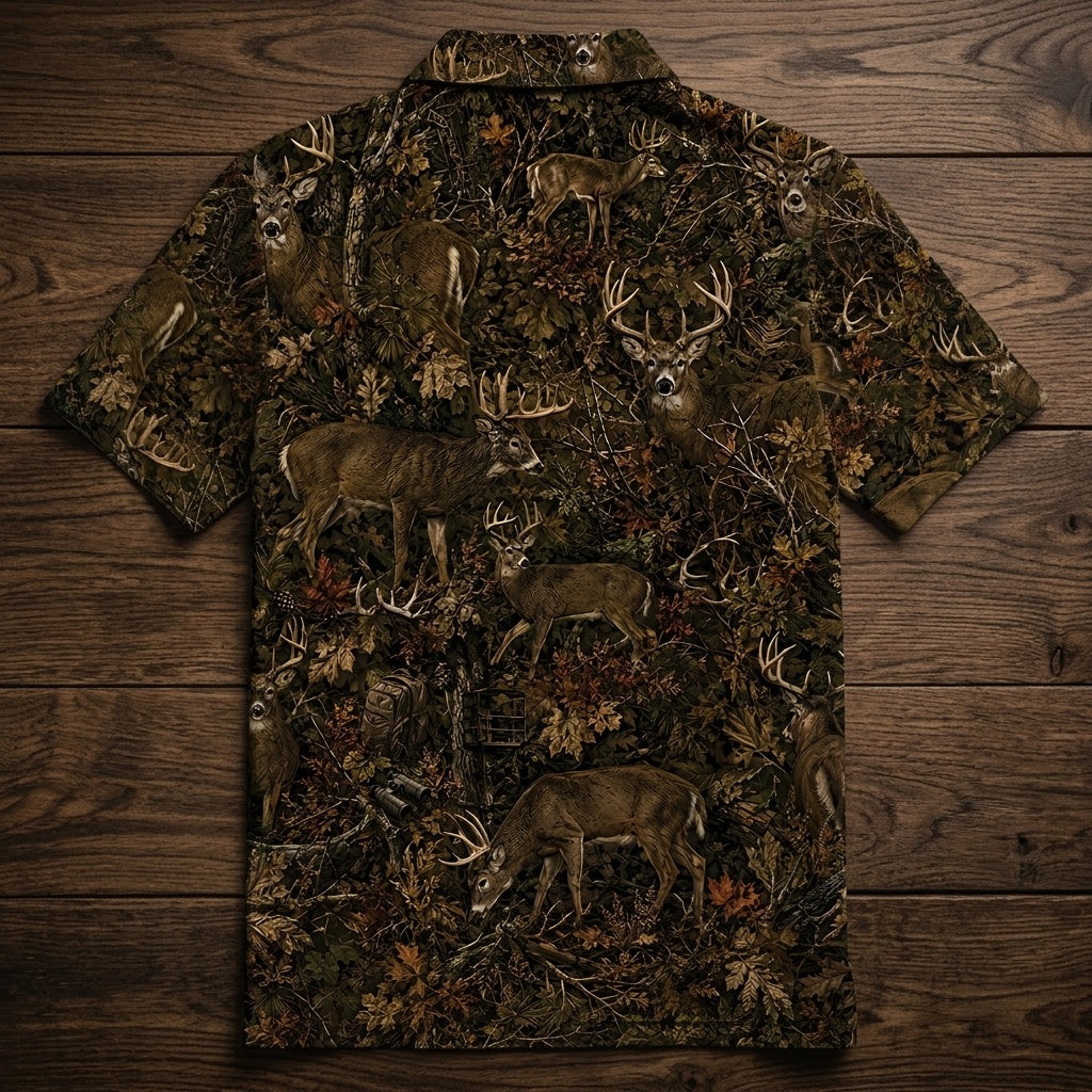 Deer Hunting Forest Camouflage Men Polo Shirt