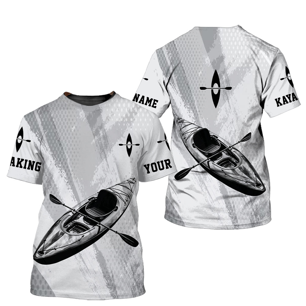 Custom Name Kayaking Black And White All Over Print Shirt