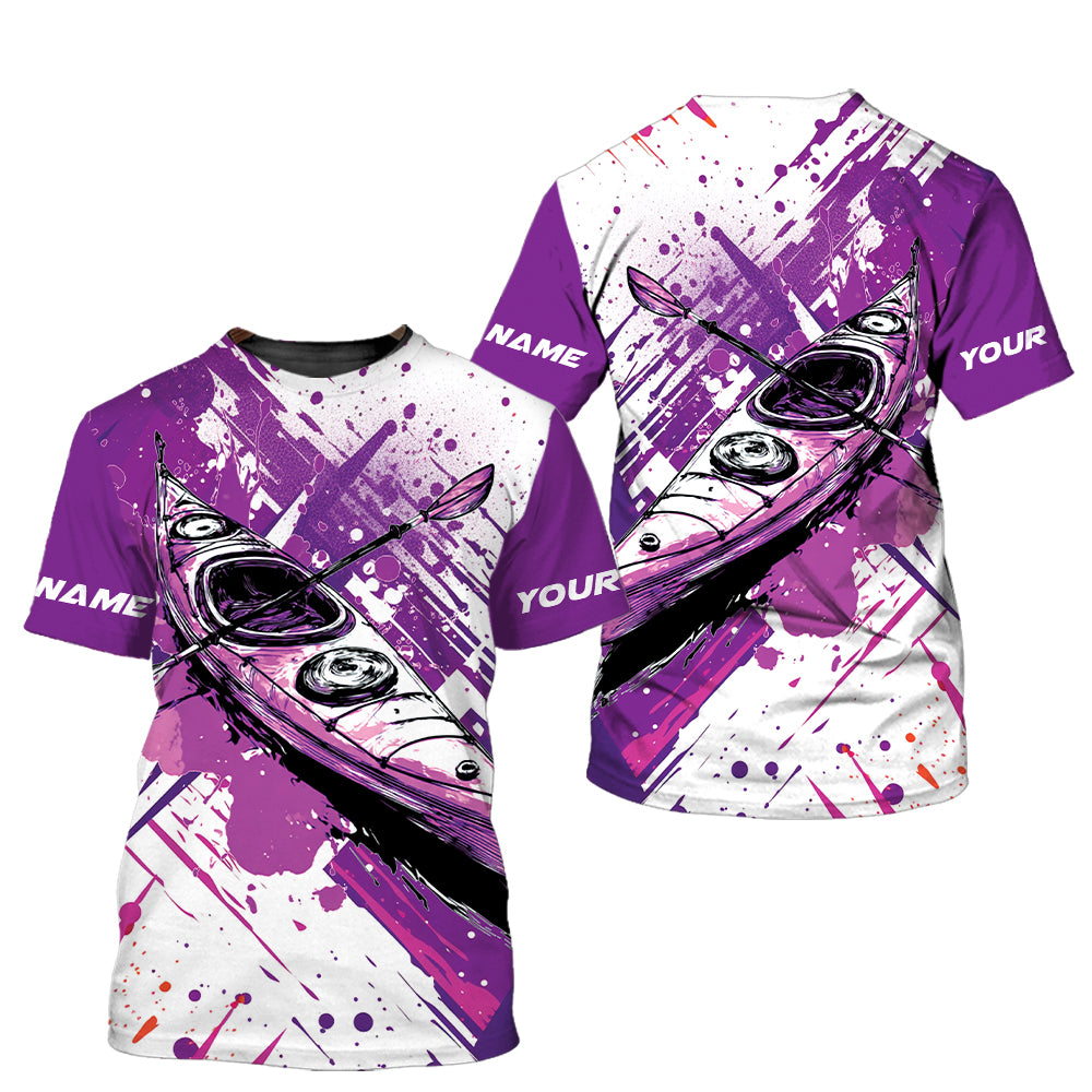 Custom Name Kayaking Purple All Over Print Shirt