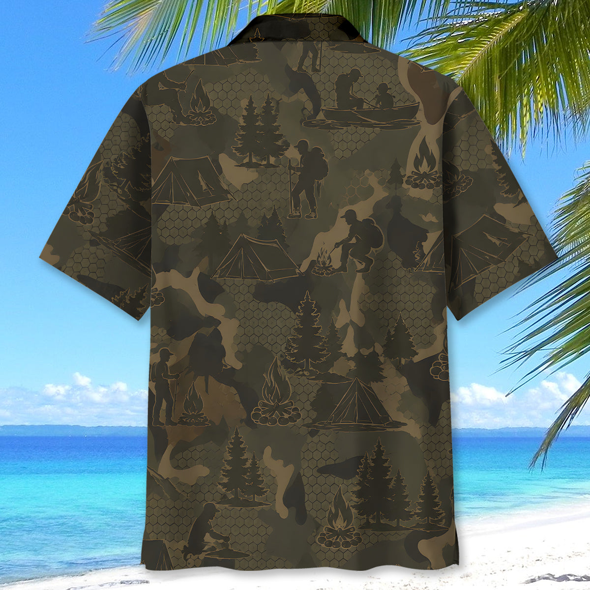 Camper Camping Camouflage Hawaiian Shirt
