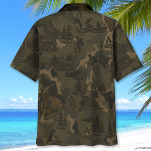 Camper Camping Camouflage Hawaiian Shirt