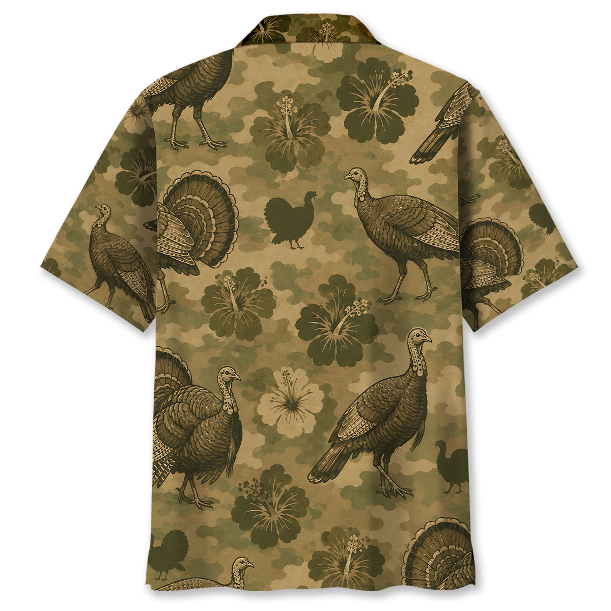 Turkey Hibiscus Camouflage Hawaiian Shirt