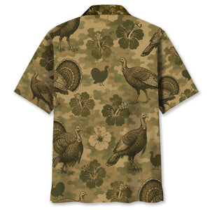 Turkey Hibiscus Camouflage Hawaiian Shirt