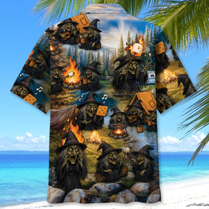 Vintage Witch Camping Hawaiian Shirt