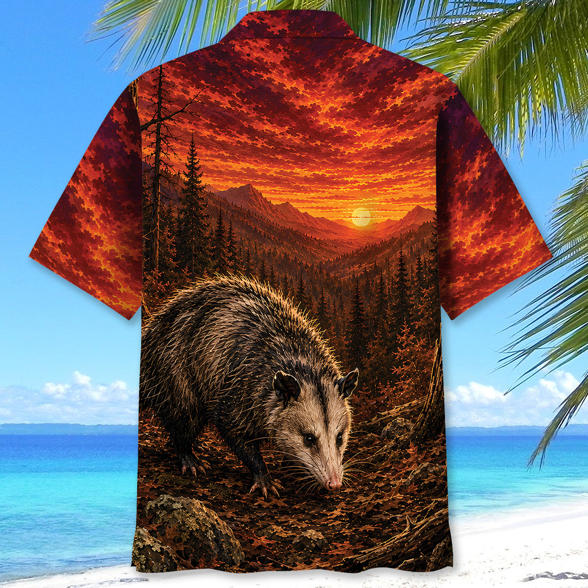 Opossum Hunting Burnt Sky Hawaiian Shirt