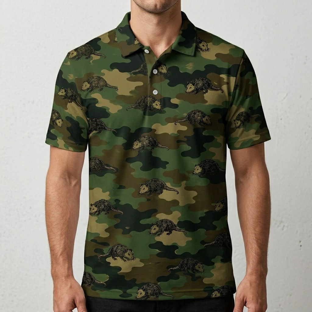 Opossum Camouflage Millitary Men Polo Shirt