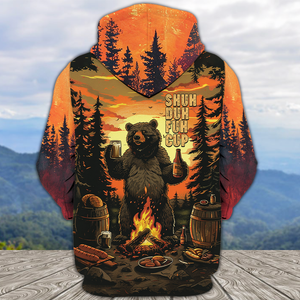 Funny Beer Bear Campfire All Over Print Shirt