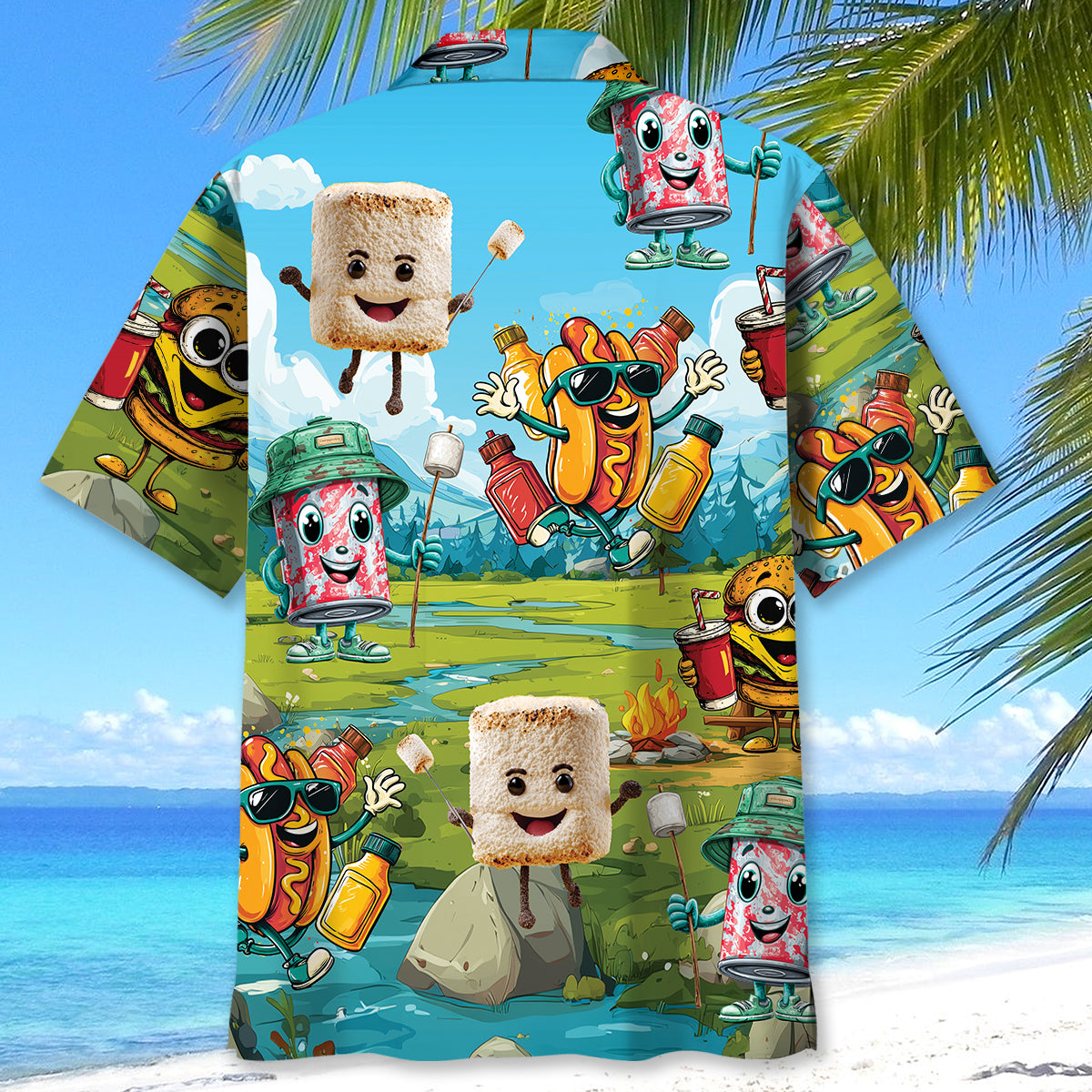 Funny Food Camping Hawaiian Shirt