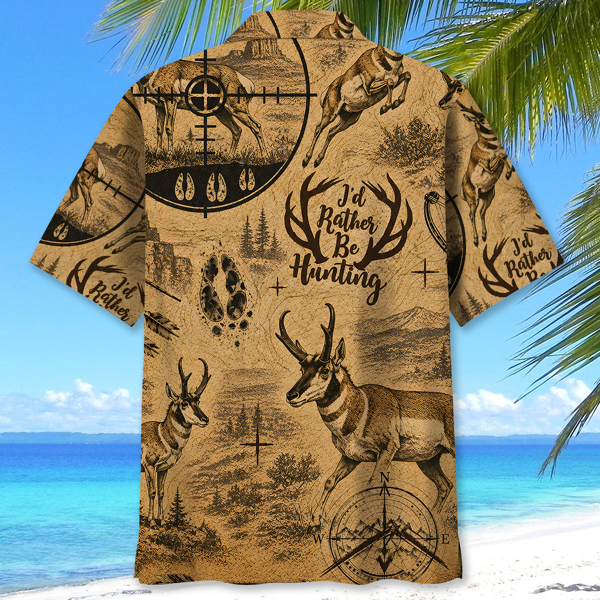 Pronghorn I'd Rather Be Hunting Hawaiian Shirt