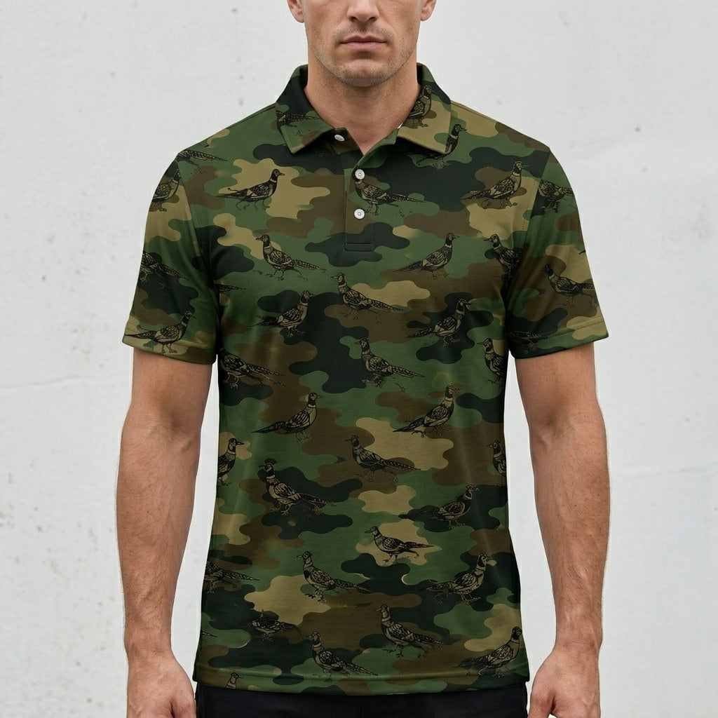 Pheasant Camouflage Millitary Men Polo Shirt