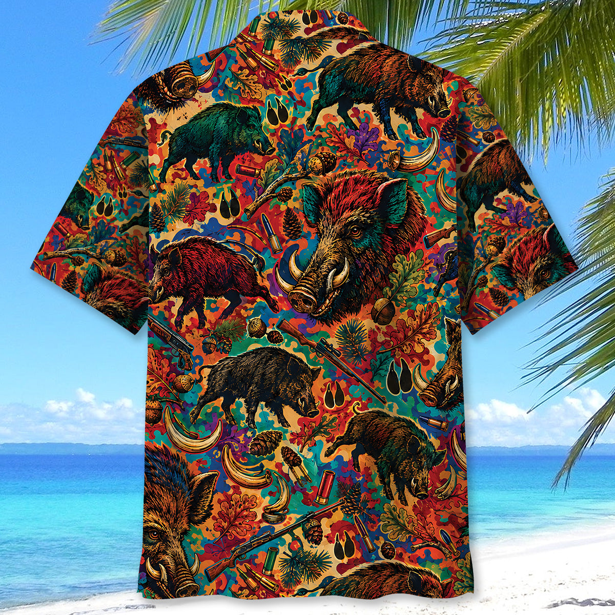 Psychedelic Hog Hunting Hawaiian Shirt