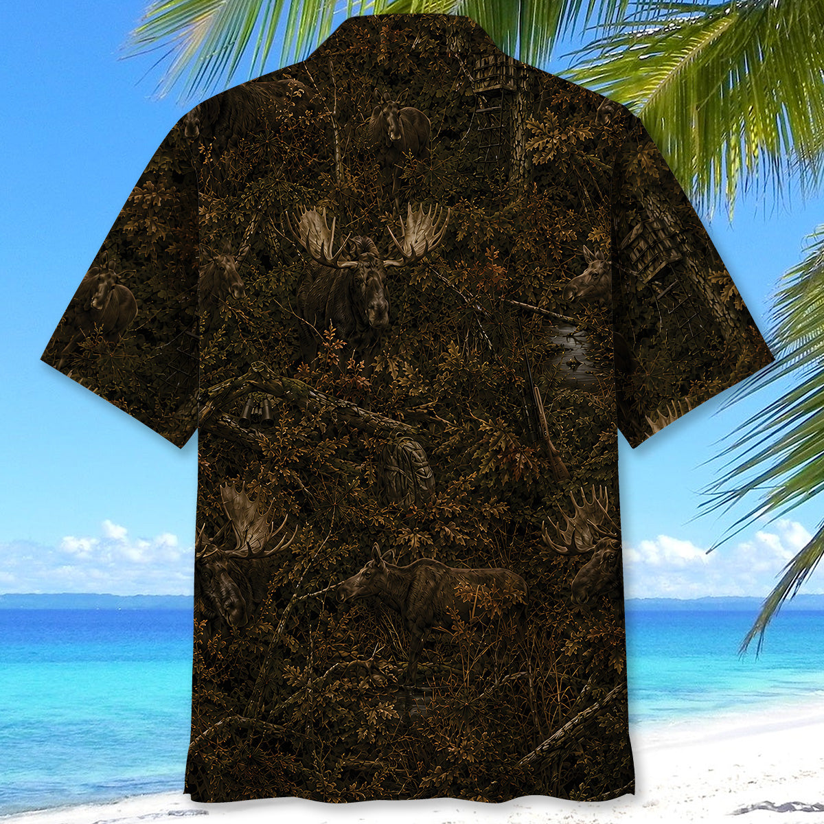 Moose Hunting Forest Camouflage Hawaiian Shirt