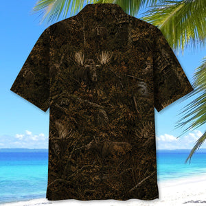 Moose Hunting Forest Camouflage Hawaiian Shirt