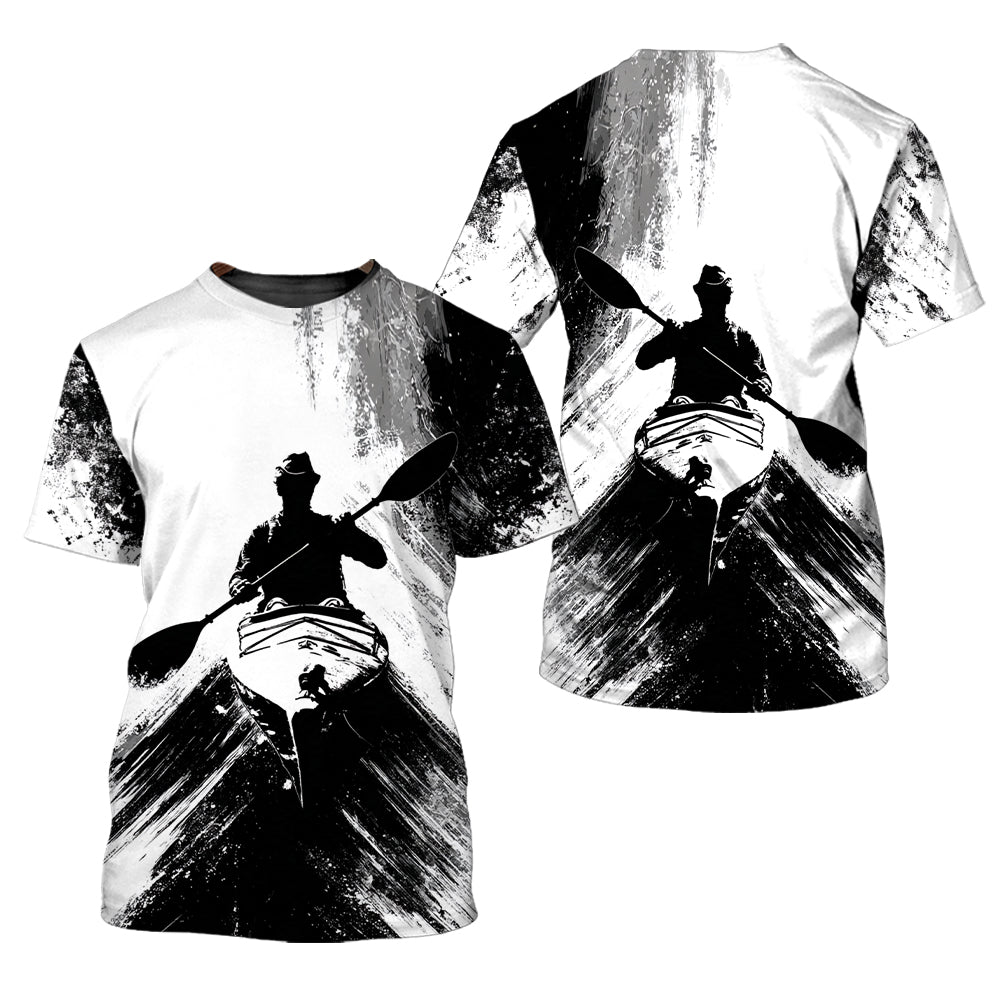 Black And White Kayaking Lover All Over Print Shirt