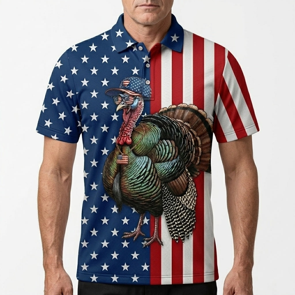 America Wild Turkey Hunting Funny Men Polo Shirt