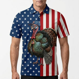 America Wild Turkey Hunting Funny Men Polo Shirt