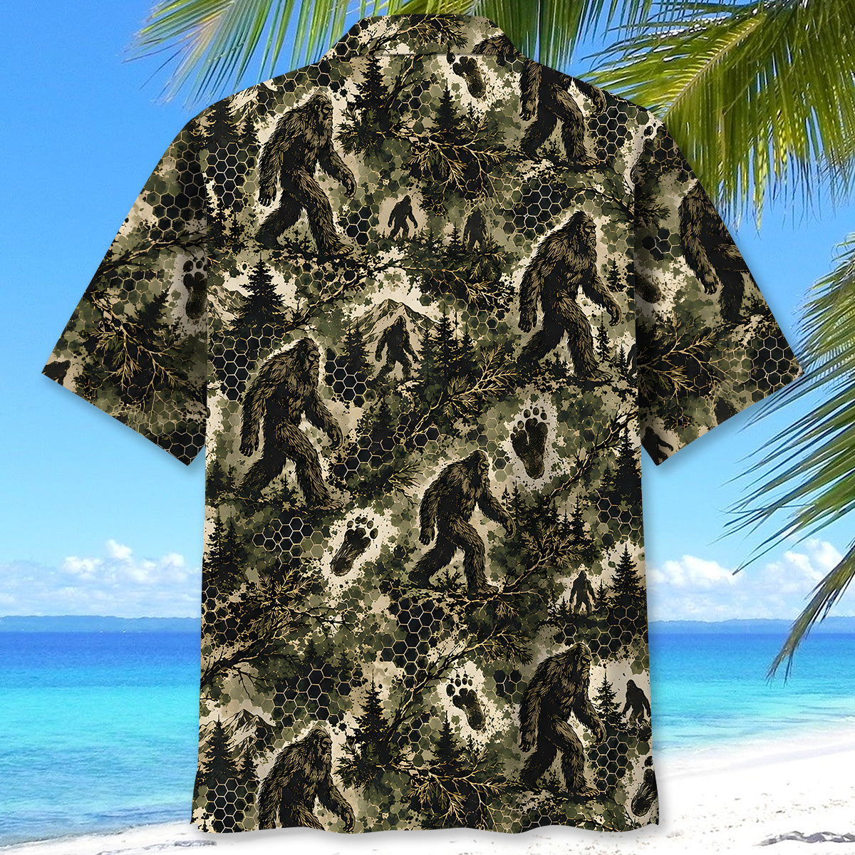 Tactical Hexagonal Bigfoot Camo Hawaiian Shirt