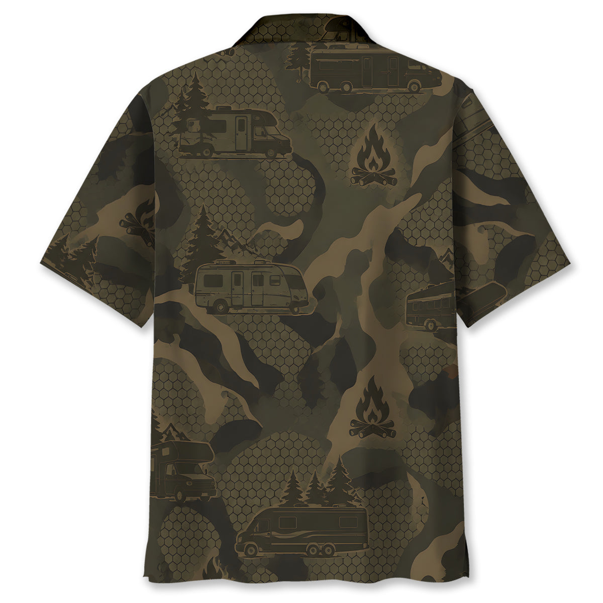 RV Car Camping Camouflage Hawaiian Shirt