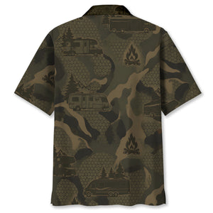 RV Car Camping Camouflage Hawaiian Shirt