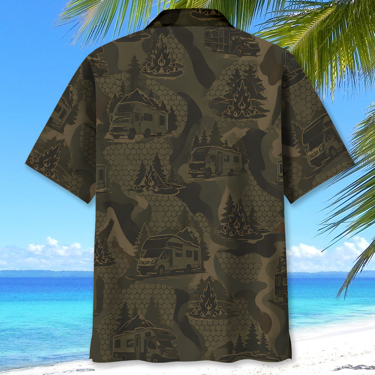Motorhome Camping Camouflage Hawaiian Shirt