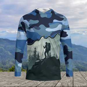 Hiking Mountain Blue Camo All Over Print Shirt