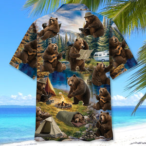 Funny Bear Camping Hawaiian Shirt