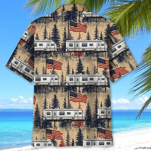 America Fifth-Wheel Trailer Hawaiian Shirt