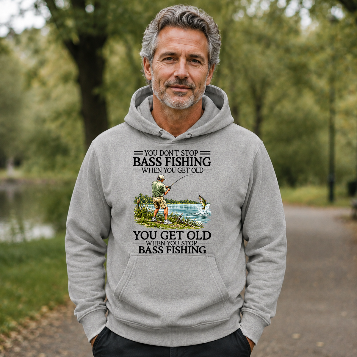 Don't Stop Bass Fishing Vintage - 5-HS2D-Ash