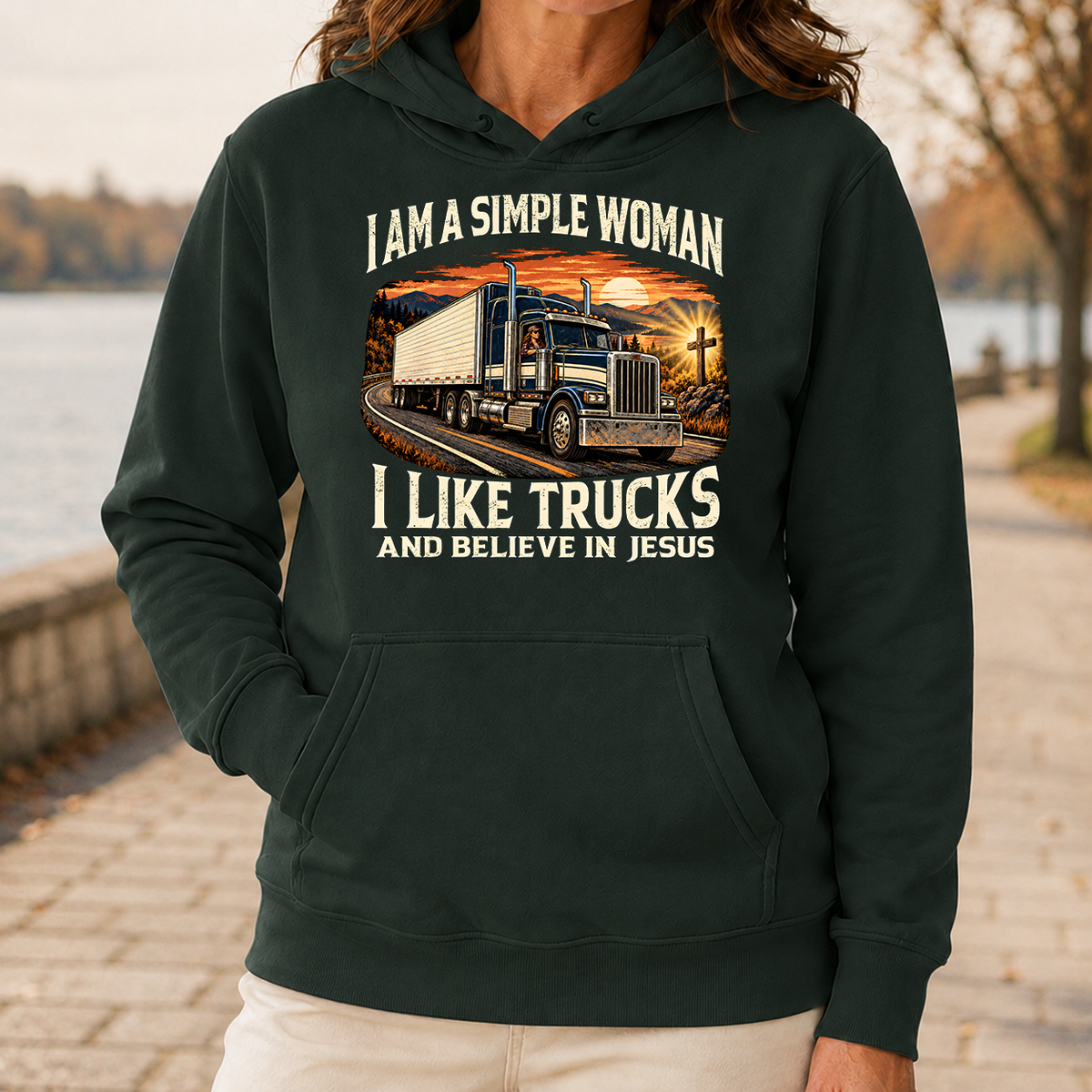 I Am Simple Woman I Like Trucks - 5-HS2D-ForestGreen