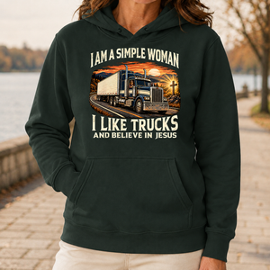 I Am Simple Woman I Like Trucks - 5-HS2D-ForestGreen