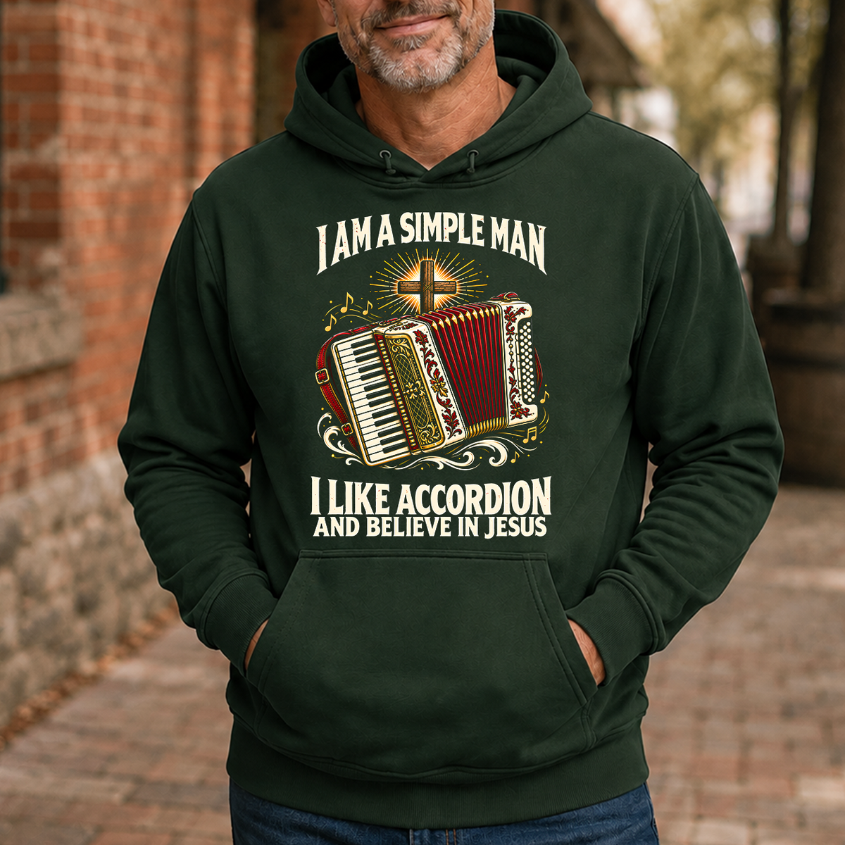 I Like Accordion & Believe In Jesus - 5-HS2D-ForestGreen