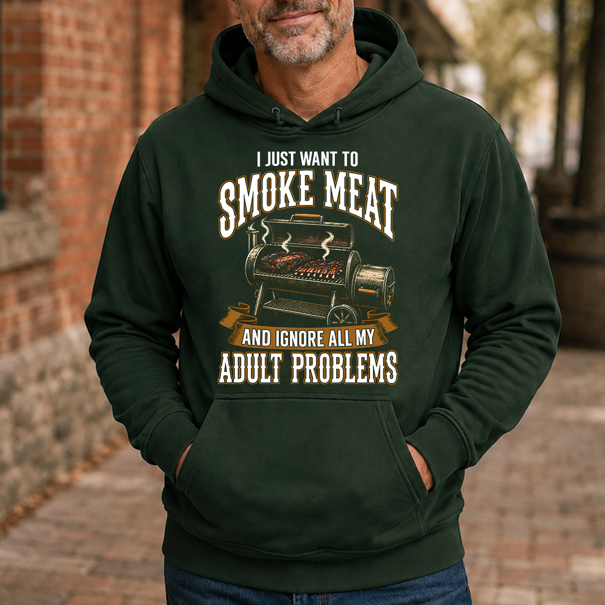 Vintage I Just Want To Smoke Meat - 5-HS2D-ForestGreen