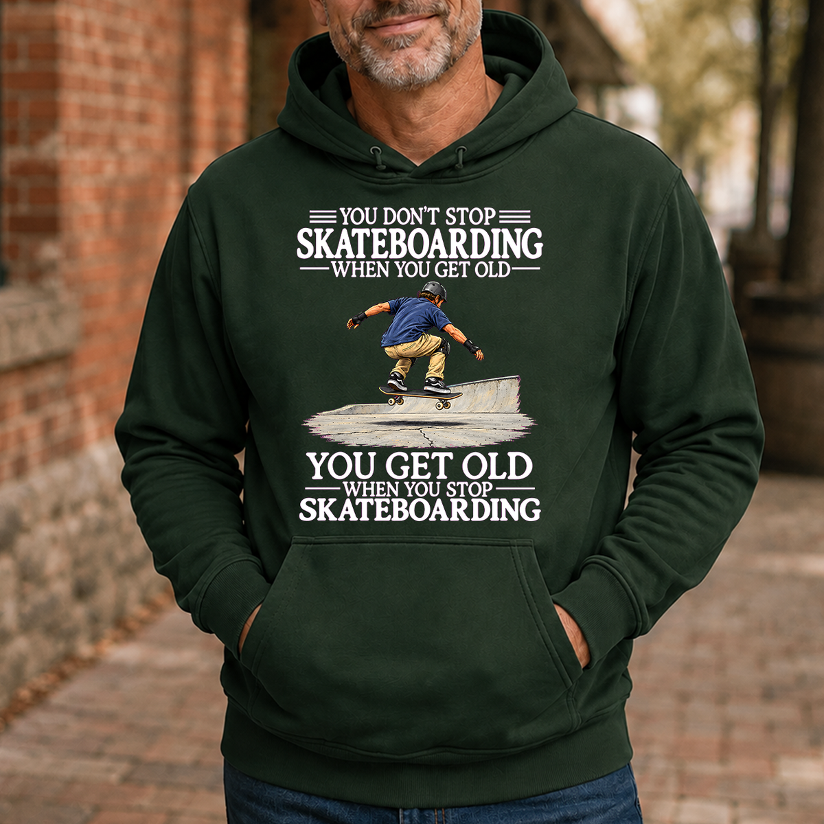 Old Man Don't Stop Skateboarding - 5-HS2D-ForestGreen