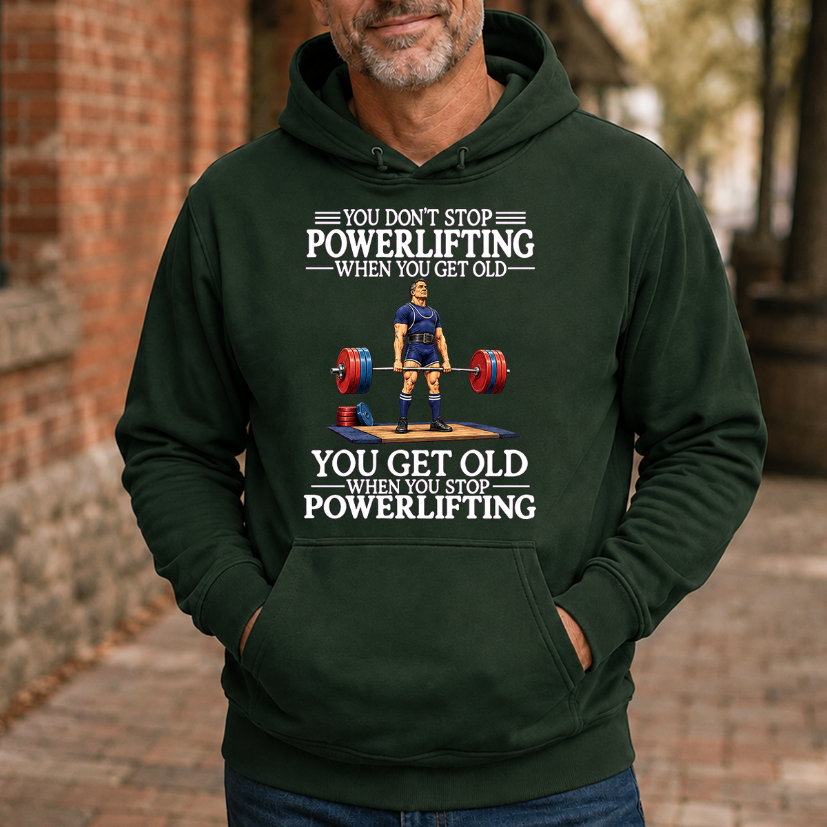 Old Man Don't Stop Powerlifting - 5-HS2D-ForestGreen
