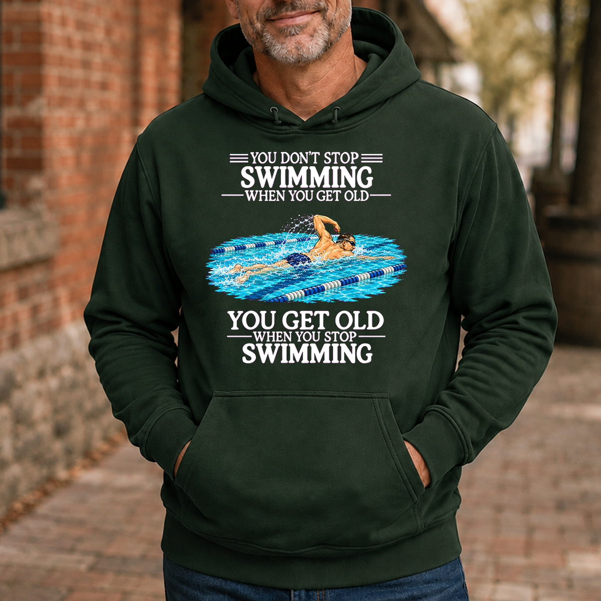 Old Man Don't Stop Swimming - 5-HS2D-ForestGreen